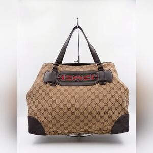 CC65 💟 GUCCI GG Monogram Web Horsebit Dressage Tote